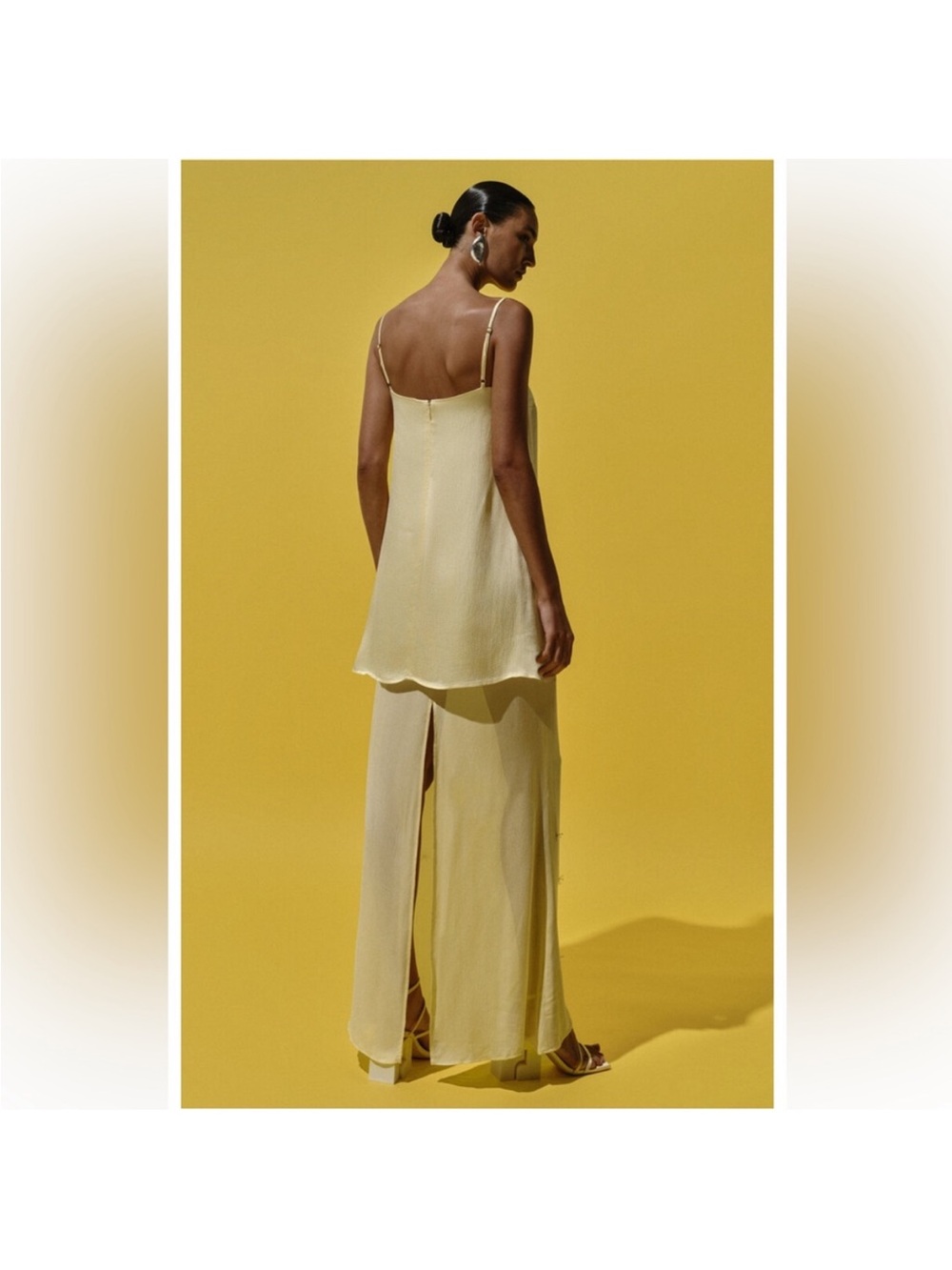 Light Yellow Satin Slip Nightdress - Women Intimates